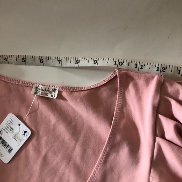 Free People Intimately Va Va Voop Deep V-Neck Puff Long Sleeves Bodysuit Sz XS - Picture 9 of 14